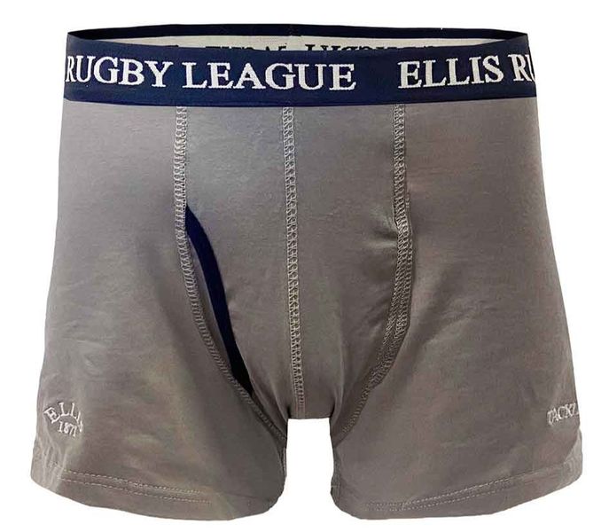 Ellis Rugby - Men's Rugby League Boxer Trunk Grey Tackle - Navy/Grey