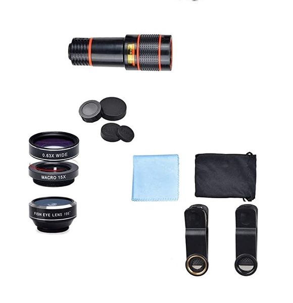 Apexel HS12XZJ 12x Zoom Telephoto Lens + Fisheye + Wide Angle + Macro Lens