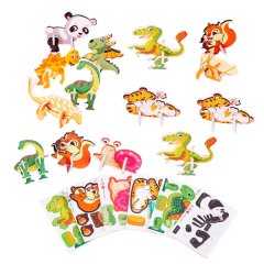 25-Pack 3D Animal &amp; Creature Pop-Out Foam Miniature Puzzles Kit