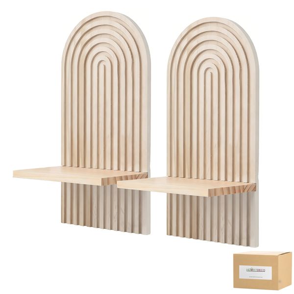 Heartdeco 2 Piece Wall Mount Boho Floating Shelf - White