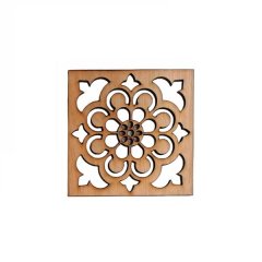 Wooden Square Flower Cup Coasters - Pack of 6