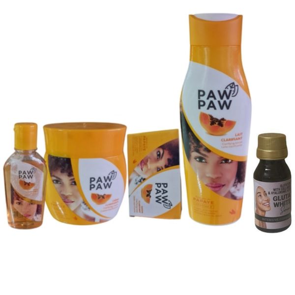 Paw Paw Skin Clarifying Soap+ Cream+ Lotion + Oil+ Gluta White Serum
