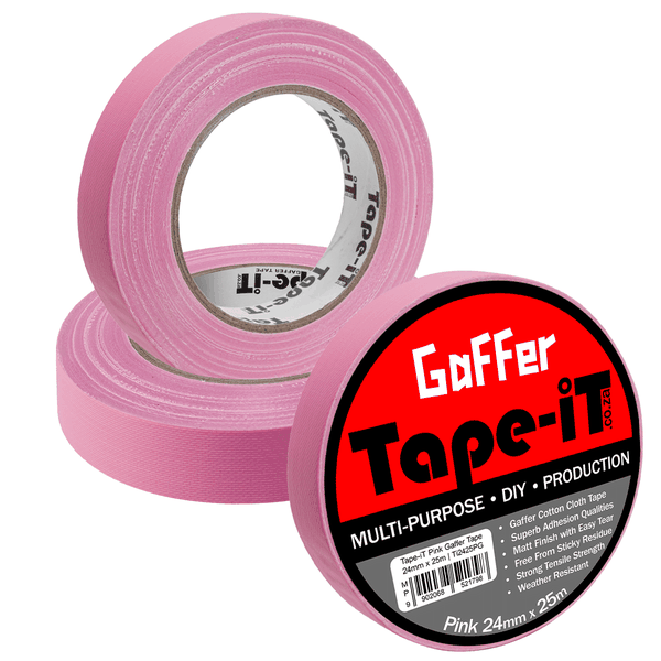 Tape-iT 3 Pack of Pink Gaffer Tape Roll 24mm x 25m | Ti2425PG3