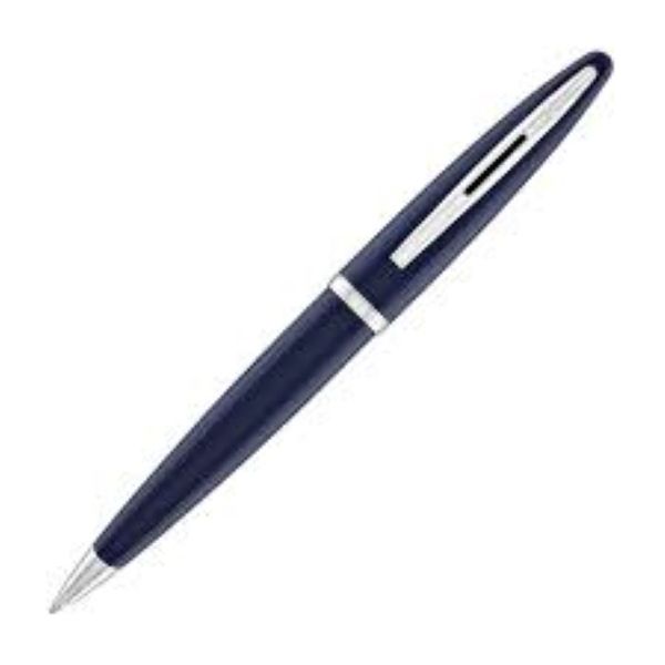 WATERMAN Carene Ballpoint Pen Medium Blue - Black Steel Trim Gift Box
