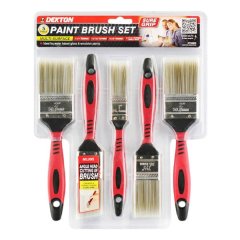 Dekton 5 Piece Pro Paint Brush Sure Grip Handle Pure Bristle