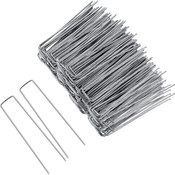 100 Pack Galvanized Landscape Staples 11 Gauge Anti-Rust Garden Stakes