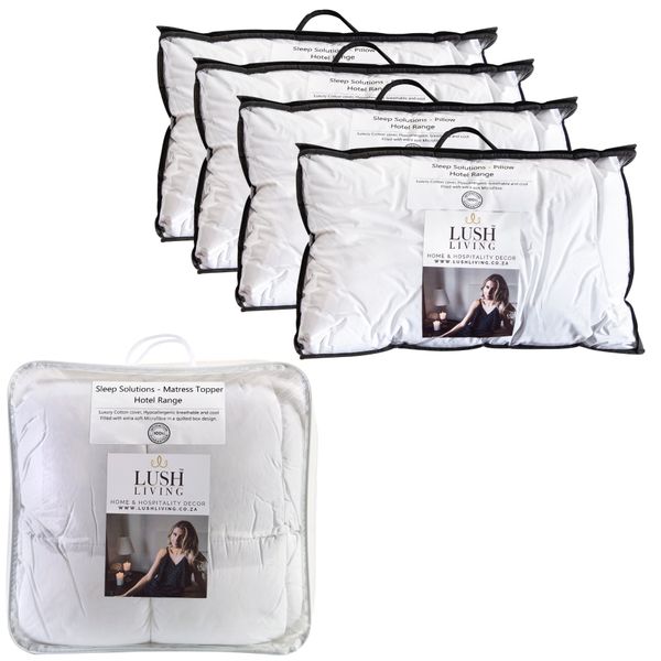 Luscious Living - Mattress Topper - 4 Pillows - Cotton - 5 Pack