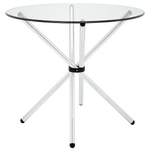 Round Perla Glass Table 80cm with 2 Place Mats - Silver Legs