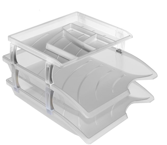 Bantex Optima Letter Trays &amp; Organiser Set - Clear (Retail Pack)