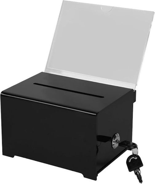 Decor Lockable Donation &amp; Suggestion Acrylic Box with Keys - 16cm x 12cm