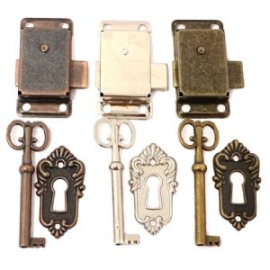 Decor DIY 3 Pieces Bronze Style Vintage Cabinet Door Lock (5.3cm x 2.6cm)