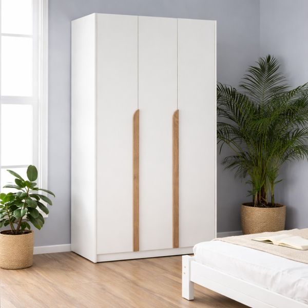 Bragg Mando 3 Door Wardrobe Closet, White &amp; Oak