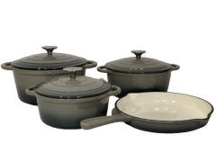 Grey Authentic 7 Piece Grey Cast Iron Cookware Grey Set