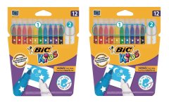 BIC Kids Magic Felt Tip Pens Medium Point Assorted Colours 12's - Pack of 2