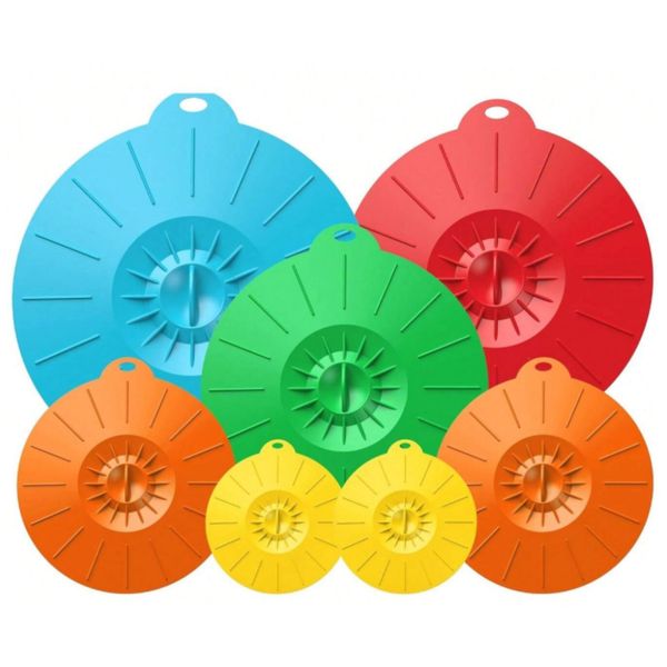 Bestby-7 Piece Reusable Silicone Lids Round Food Cover for Bowl/Pot/Pan