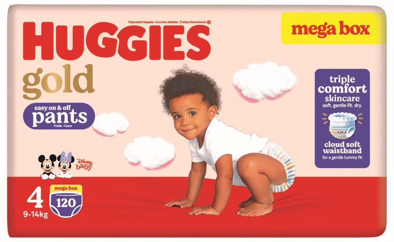 Huggies Gold Disposable Nappy Pants Size 4 Moving Baby 120 Pants Megabox