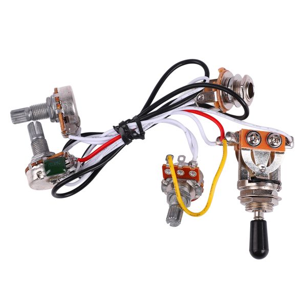 Black Guitar Wiring Harness - A500K/B500K Pots &amp; Toggle Switch