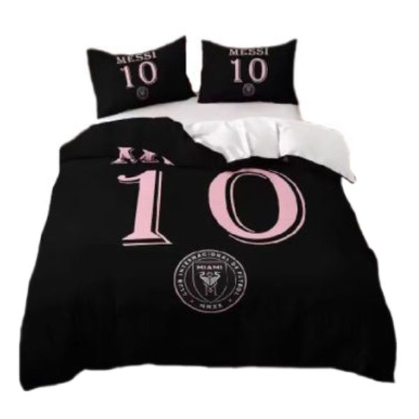 Inter Miami CF &amp; Messi 10 3D Printed Duvet Cover Set - Style 1 (Double Bed)