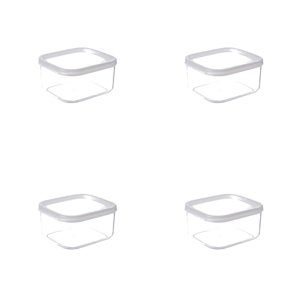 4 Pack Space-Saving Design Food Storage Box 700ml - Transparent