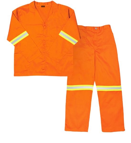 2 Piece Orange Work Suit With Reflective Tape