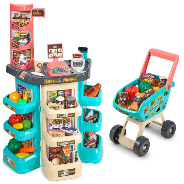Big Size Supermarket Kit Pretend Play Grocery Shop Set Complete Playset