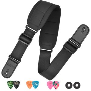 LEKATO Electric Guitar Bass Strap 3.3" Wide Sponge Pad with 2 Safety Locks