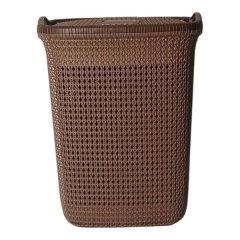 Laundry Basket with Lid Brown 55L