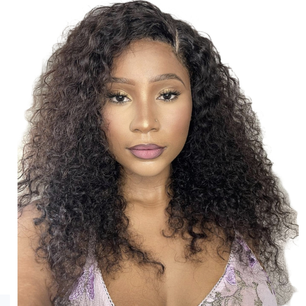 Geebuy 16 inch Malaysian Curly Wig Full Frontal Water Wave 15A Vietnamese