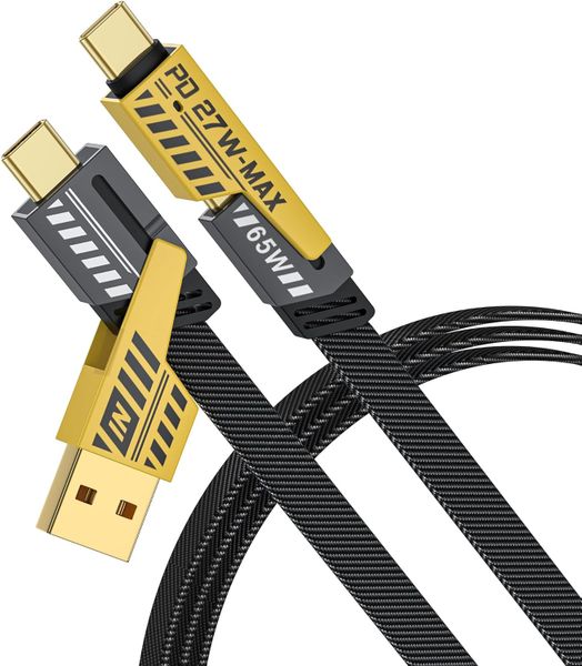 Multi Charging Cable, 4 in 1 Universal Fast Charging Cable Type C 65W 27PD