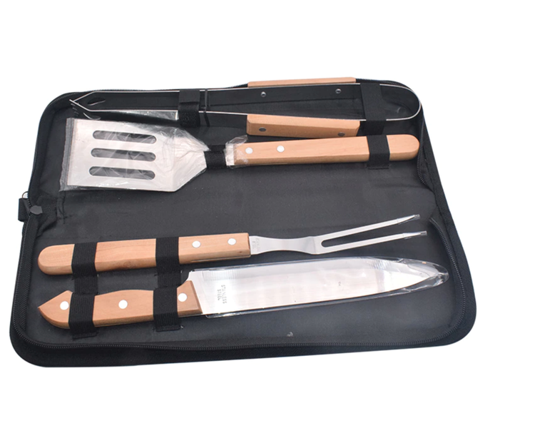 4 Piece Stainless Steel Braai Utensil Set