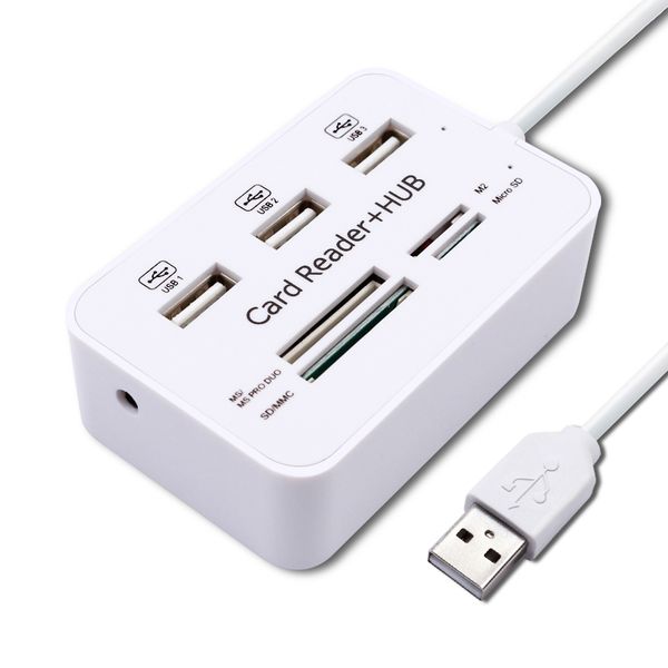 Mini SD TF M2 MS Card Reader 3 Ports USB2.0 Hub USB Splitter