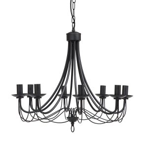 The Lighting Warehouse - Chandelier Maypole 8 Light Black 12377BL