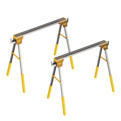 2Pcs Sawhorses Foldable Heavy Duty Table with Bar Clamps for Woodworking