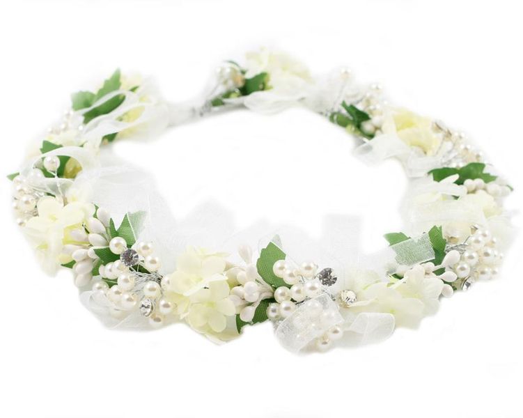 Handmade Floral Bridal Crown - White (6 years - Adult)