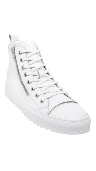 Make My Shoes Men White Leather Hi-Top