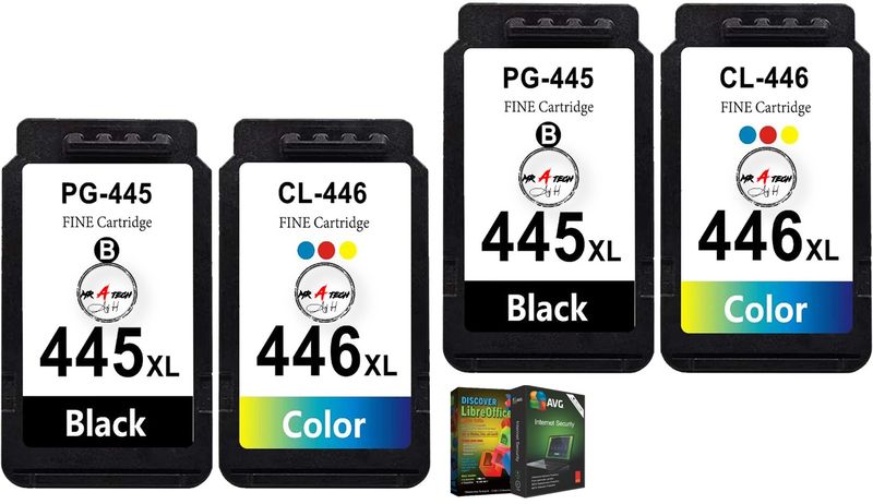 MR A TECH Inkjet Cartridges Compatible with Canon PG-445XL-446XL/446/445-Sets X2