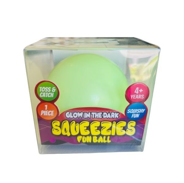 Squish Novelty Glow In The Dark Stress Ball, 8cm