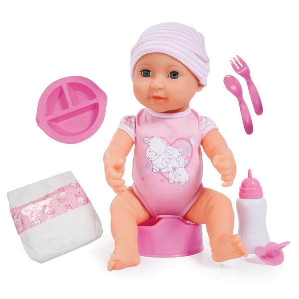 Bayer Piccolina New-born Baby Doll with Accessories (Pink/White) (40cm)