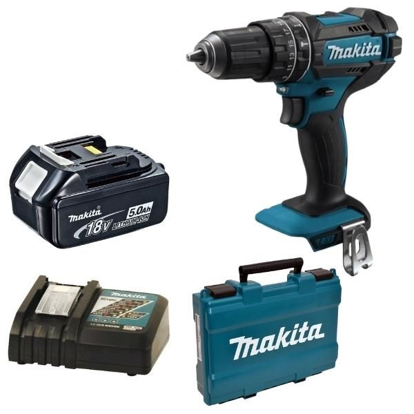 Makita - Cordless Impact Drill DHP482ZJ, 1 x 5.0Ah , Charger &amp; Carry Case