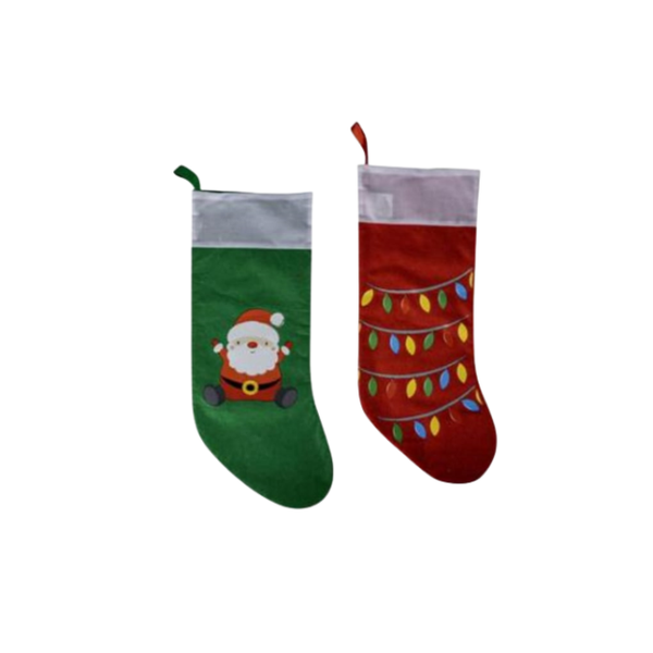 Christmas Felt Stockings - 40cm Printed Holiday Stockings (Assorted Designs