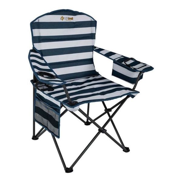 OZtrail Getaway Camping Chair Navy &amp; White Stripe 130kg
