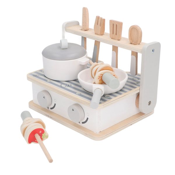 Kids Wooden Kitchen Barbecue Grill Simulation Kitchen Grill Cooking Playset