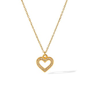 Shiny openwork heart pendant chain necklace and gift box set