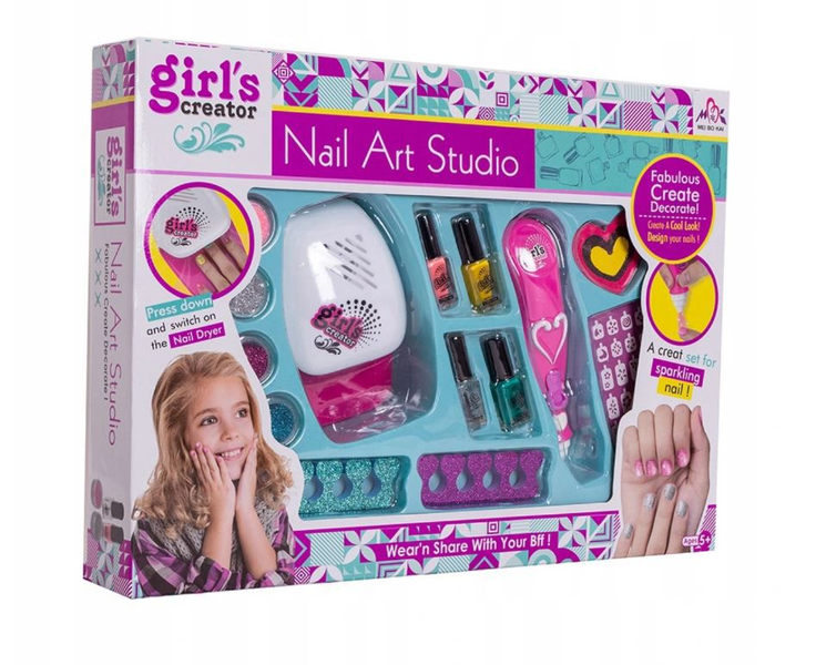 Girl's Creator Nail Art Studio Nail Oven Polisher Toy For Children Gift Set
