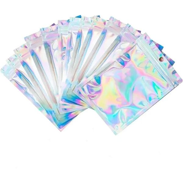 100 Pack Holographic Bags Holographic Bags Laser Ziplock Bag