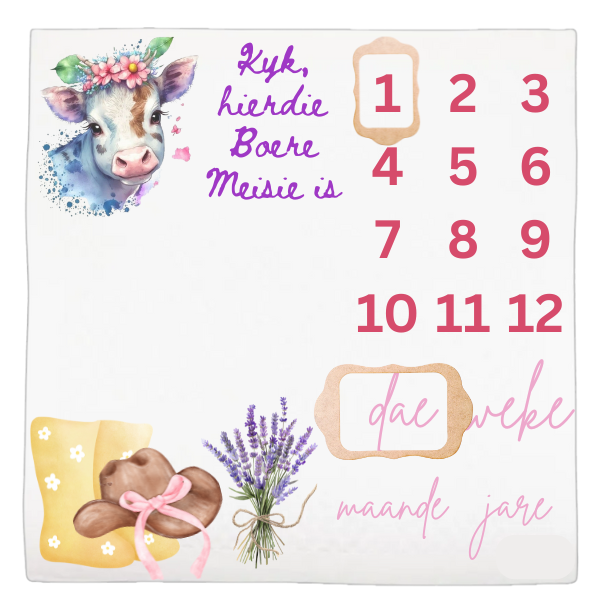 Baby Milestone Blanket Soft Memory Blanket-Boere Meisie