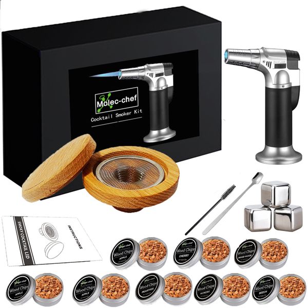 8 Flavors Wood Chips Cocktail Smoker Kit with Torch