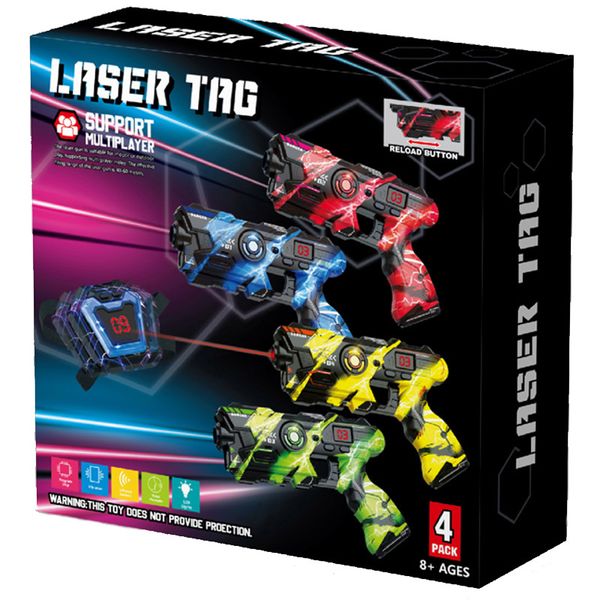 Laser Tag Guns Set of 4 with Digital LED Vests Score Display Outdoor Toy
