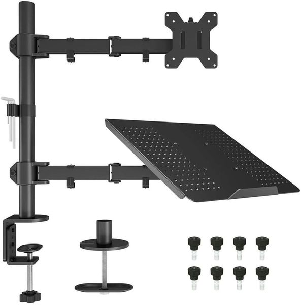 Multi Function Dual Desk Arm Adjustable Stand-Laptop-Monitor 13"-27"Inch AN