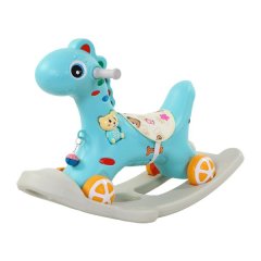3-in-1 Dino Rocking Horse Without Pusher and Belt - Blue